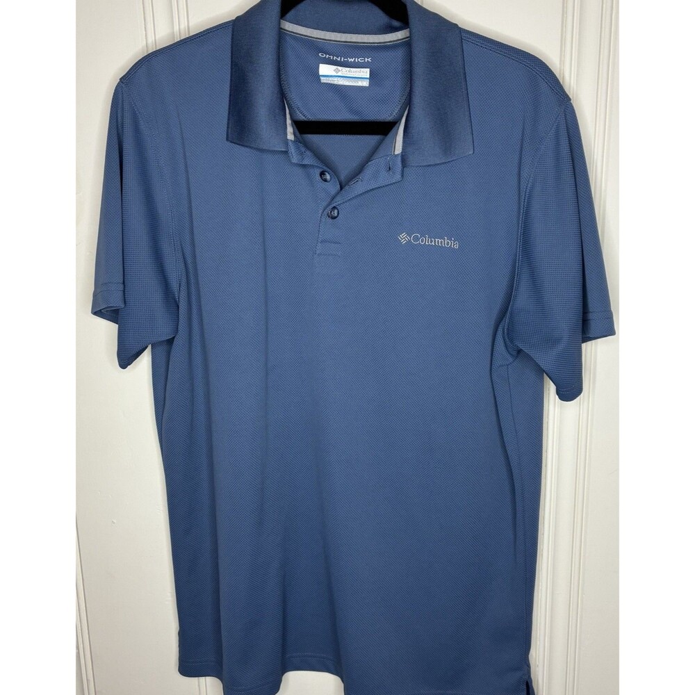 Men’s Columbia Omniwick Short Sleeve Polo Shirt Blue Size Medium